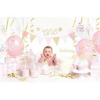 Party set - první narozeniny,  holka, zlatý (zn. PartyDeco)