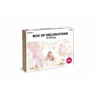 Party set - první narozeniny,  holka, zlatý (zn. PartyDeco)