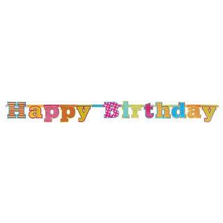 Barevná girlanda, happy birthday (zn. PartyDeco)