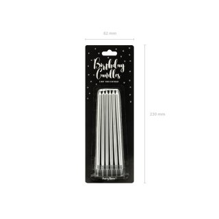 Narozeninové svíčky, stříbrné, 12.5cm, set 12ks (zn. PartyDeco)