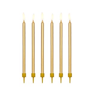 Narozeninové svíčky, zlaté, 12.5cm, set 12ks (zn. PartyDeco)