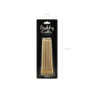 Narozeninové svíčky, zlaté, 12.5cm, set 12ks (zn. PartyDeco)