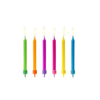 Narozeninové svíčky, barevné, 6cm, set 6ks (zn. PartyDeco)