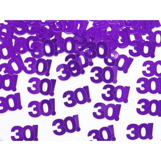 Kovové posypové konfety, číslo 30!, fialová barva (zn. PartyDeco)