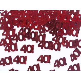 Posypové kovové konfety, číslo 40!, červená barva (zn. PartyDeco)