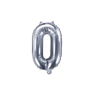 Fóliový balón 35 cm, stříbrný, číslo 0