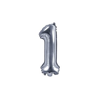 Fóliový balón 35 cm, stříbrný, číslo 1