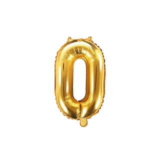 Fóliový balónek, výška 35 cm, zlatý, číslo 0 (zn. PartyDeco)