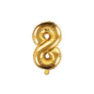 Fóliový balón 35 cm, zlatý, číslo 8