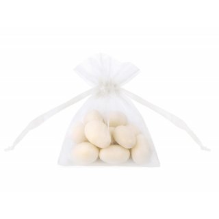 Pytlíček, organza, bílá, 10 cm (zn. PartyDeco)