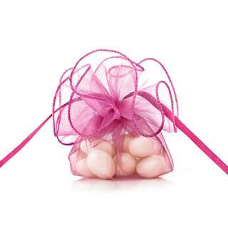 Pytlíček, organza, tmavě růžová, 26 cm (zn. PartyDeco)