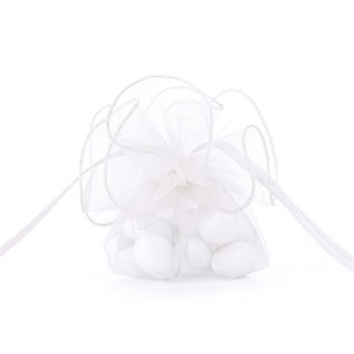 Pytlíček, organza, bílá, 26 cm