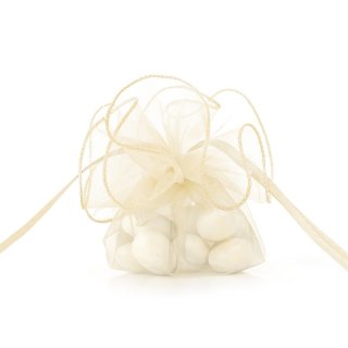 Pytlíček, organza, krémová, 26 cm (zn. PartyDeco)