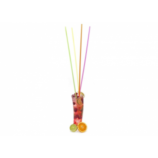 Metrová dlouhá brčka - SANGRIA XXL (6.5x1000mm), mix neonových barev - znovupoužitelná, set 100ks (zn. ČeskáBrčka)