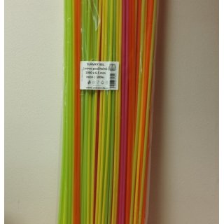 Metrová dlouhá brčka - SANGRIA XXL (6.5x1000mm), mix neonových barev - znovupoužitelná, set 100ks (zn. ČeskáBrčka)
