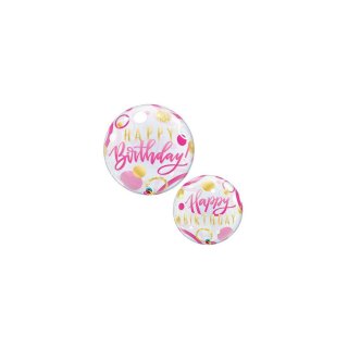 BUBLINA Happy Birthday - růžové a zlaté donuty, velikost 56cm (zn. Qualatex)