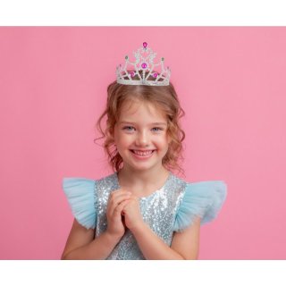Party / princeznovská korunka s barevnými kamínky, výška 9cm, univerzální dětská velikost (zn. Godan)
