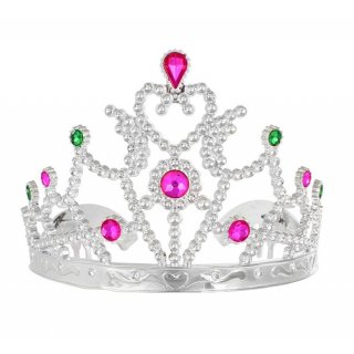 Party / princeznovská korunka s barevnými kamínky, výška 9cm, univerzální dětská velikost (zn. Godan)