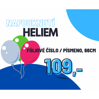 Helium - nafouknutí - malé fóliové číslo, 66cm