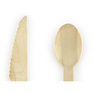 Dřevěné příbory - světle růžové koncovky, set 18ks (3x6) (zn. PartyDeco)