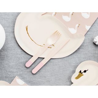 Dřevěné příbory - světle růžové koncovky, set 18ks (3x6) (zn. PartyDeco)