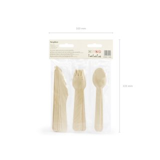 Dřevěné příbory - barevný pastelový mix, set 18ks (3x6) (zn. PartyDeco)