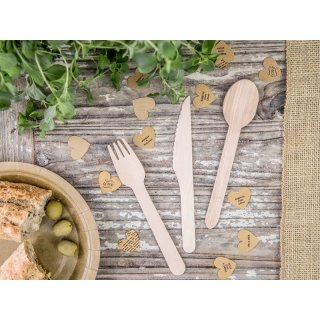 Dřevěné příbory - čistě přírodní bez vzorů, set 18ks (3x6) (zn. PartyDeco)