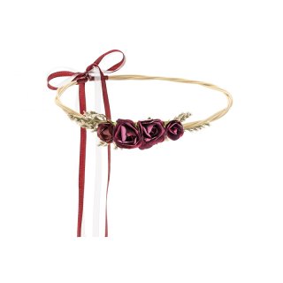 Květinová koruna, tmavě červená, nastavitelná, 18cm (zn. PartyDeco)