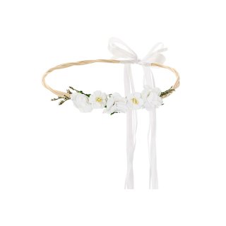 Květinová koruna, bílá, nastavitelná, 18cm (zn. PartyDeco)