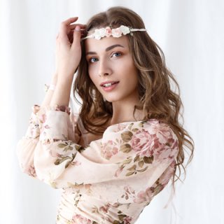 Květinová koruna, růžová, nastavitelná, 18cm (zn. PartyDeco)