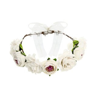 Květinová koruna, bílá, 17cm (zn. PartyDeco)
