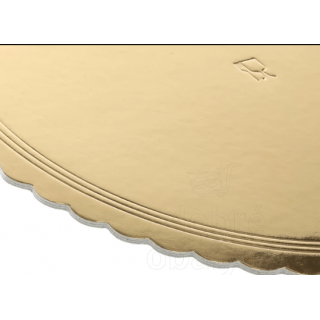 Podložka pod dort, kulatá - extra pevná, kopretina, průměr 40cm - zlatá barva