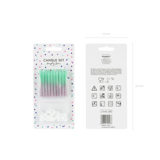 Narozeninové svíčky úzké kratší, 6cm, modro-fialové, set 20ks + držáčky (zn. PartyDeco)