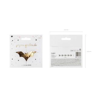 Závěsná girlanda Netopýři, délka 1.5m, šířka 11cm, zlatá metalická barva (zn. PartyDeco)