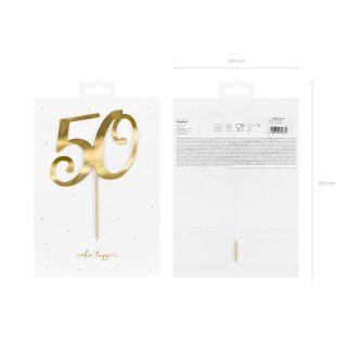 Zápich na dortu, ČÍSLICE 50, zlatá barva, velikost 21cm (zn. PartyDeco)
