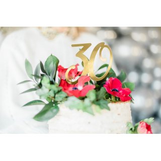 Zápich na dortu, ČÍSLICE 30, zlatá barva, velikost 21cm (zn. PartyDeco)