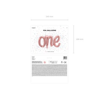 Fóliový psací nápis One pro 1. narozeniny, rozměr 66x37cm, rosegold barva (zn. PartyDeco)