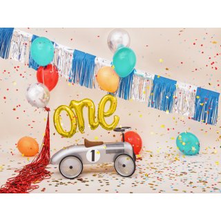Fóliový psací nápis One pro 1. narozeniny, rozměr 66x37cm, zlatá barva (zn. PartyDeco)