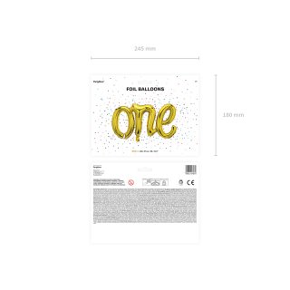 Fóliový psací nápis One pro 1. narozeniny, rozměr 66x37cm, zlatá barva (zn. PartyDeco)