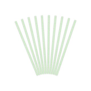 Papírová brčka, mátové, délka 19.5cm, set 10ks (zn. PartyDeco)