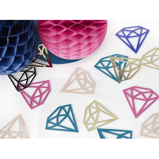 Papírové posypové konfety - diamanty, růžové, fialové a tyrkysové (zn. PartyDeco)