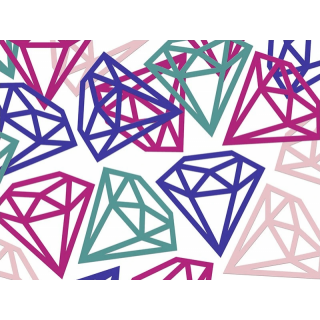 Papírové posypové konfety - diamanty, růžové, fialové a tyrkysové (zn. PartyDeco)