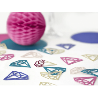 Papírové posypové konfety - diamanty, růžové, fialové a tyrkysové (zn. PartyDeco)