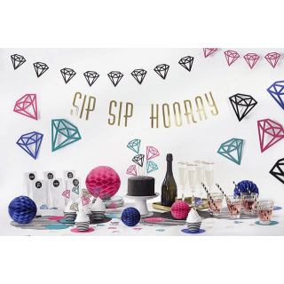 Papírové posypové konfety - diamanty, růžové, fialové a tyrkysové (zn. PartyDeco)