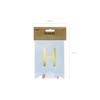 Závěsný papírový banner Happy Birthday, světle modrý, rozměr 15x175cm (zn. PartyDeco)