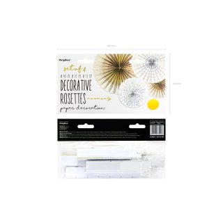 Dekorativní závěsné rozety, bílo-zlaté, 23-40cm, set 4ks (zn. PartyDeco)