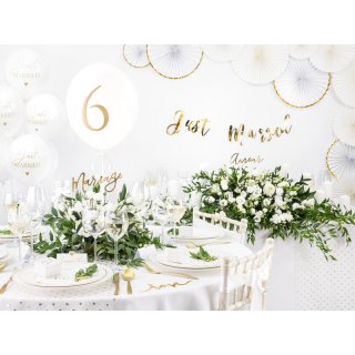 Dekorativní závěsné rozety, bílé se zlatým lemem, 23-40cm, set 3ks (zn. PartyDeco)