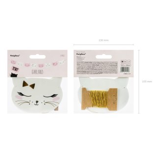 Girlanda Kočky - Meow party, růžovo-bílý mix, 8ks, délka 1.4m (zn. PartyDeco)