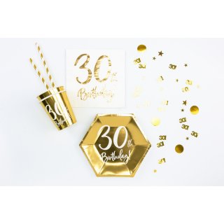 Posypové konfety pro 30. narozeniny, kovové, zlatá metalická barva (zn. PartyDeco)