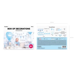 Dekorační PARTY SET na 1. narozeniny, chlapec, modrostříbrné (zn. PartyDeco)